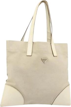 Prada Pre-owned Vintage Tote Bag - Dames - Vintage Shopper - Wit - ONE Size - Leer - Vintage