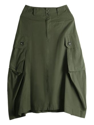 Yohji Yamamoto pocket-detailed midi skirt - Groen