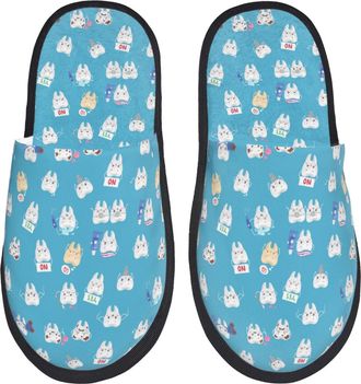 Generic Home Slipper Cute Healthy Teeth Print Warm Slipper Comfortable Scuff Slippers Breathable House Shoes For Bedroom Travel Hotel L