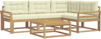 vidaXL Conjunto De Sof&aacute;s De Exterior 5 Uds. Blanco Y Crema Poli&eacute;ster Vidaxl
