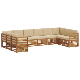 vidaXL Set Di Divani Da Esterno 10 Pz Naturale E Beige Vidaxl