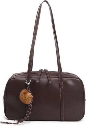 Generic Compatible For Womens Genuine Leather Shoulder Bags Ladies Handbags Female Retro Commute Boston Handbag(Coffee)