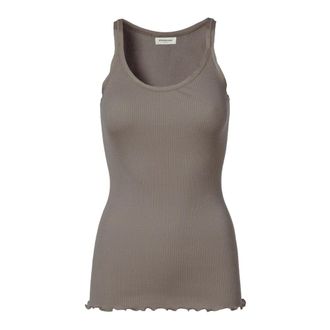 Rosemunde Zijden Rand Top - Falcon Stijl - Dames - Tops - Grijs - Maat: L Zijde