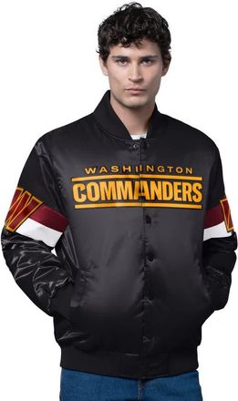 Starter Mens Starter Black Washington Commanders Triple Option Full-Snap Varsity Jacket at Nordstrom, Size X-Large