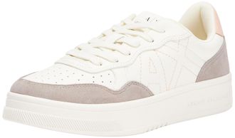 A|X Armani Exchange Womens Seattle, Suede Details, Embroidered Logo Sneaker, Off White Taupe Rose, 6 UK