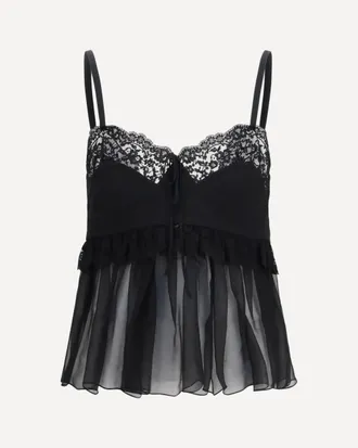 Chlo&eacute; Top in cr&ecirc;pe de chine con spalline sottili Woman 38