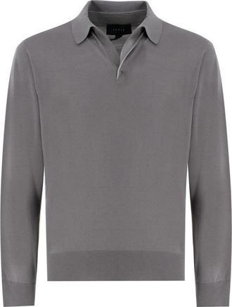 Sease Essenti&euml;le Lange Mouw Wol Polo Shirt - Heren - V-hals truien - Grijs - XL - Wol - Truien & Vesten
