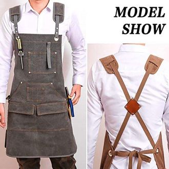 OEM Delantal, Delantal De Trabajo Para Hombre, 75 X 63 Cm, Material De Lona, Adecuado Para Carpinter&iacute;a, Jardiner&iacute;a Y Trabajos De Taller, Gris Oscuro