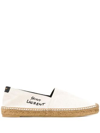 Saint Laurent White Signature Canvas Espadrilles