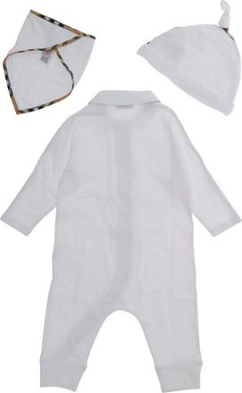 Burberry Unisex Baby Set With Bodysuit White Cotton Jumpsuits Dress