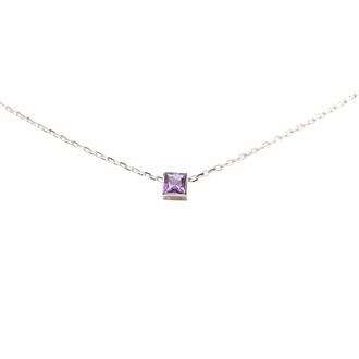 Gucci Pre-owned Womens 18k White Gold Amethyst Square Pendant Necklace - Purple Metal - One Size