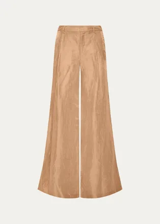 L'agence Allanah Crinkled Linen Wide-Leg Pants