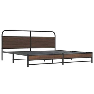 Berkfield Home Metal Bed Frame without Mattress Brown Oak 180x200 cm | Size: Super King