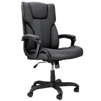 Elama High Back Adjustable Faux Leather Office Chair in Black and Black Base
