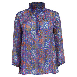 BA&SH Ba & Sh Floral-Print Mock Neck Blouse in Multicolor Polyester
