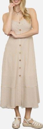 Blu Pepper Stripe Button Trim Midi Dress in Khaki at Nordstrom Rack, Size Medium