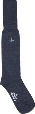 Vivienne Westwood Uni Colour High Sock - Dames - Sokken - Blauw - ONE Size - Wol - Ondergoed