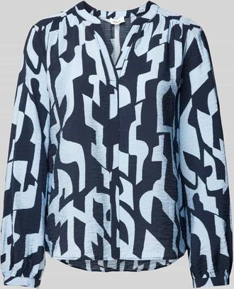 s.Oliver Red Label Comfort Fit Langarmbluse mit Allover-Muster in Marine, Gr&ouml;&szlig;e 34