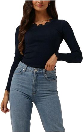 Rosemunde Babette Zijden T-shirt Kant - Dames - Tops - Blauw - Maat: XS Zijde