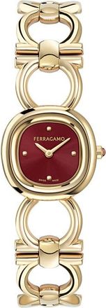 Ferragamo Double Gancini Bracelet Watch, 25mm in Yellow Gold at Nordstrom