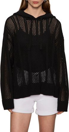 Sanctuary Beach Open Knit Hoodie in Black at Nordstrom, Size X-Small