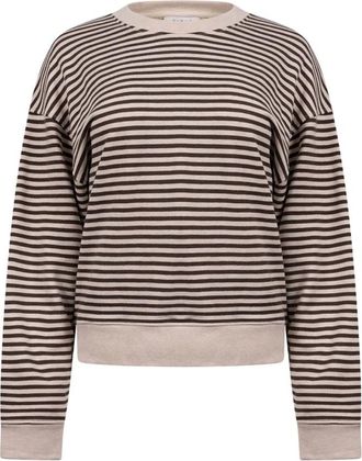 Nukus Nukus - Nelly Pullover Stripe - Dames - Sweatshirts & Hoodies - Beige - Maat: 3XL Katoen