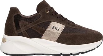 Nero Giardini Sneakers in Camoscio- Tessuto Tecnico e Pelle - - Shoes - Donna - Marrone - 37 EU