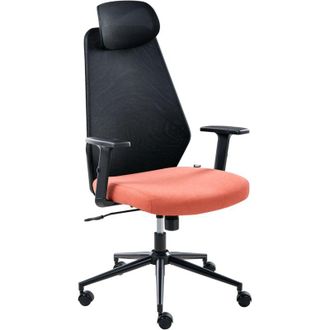 Beliani Office Chair Black and Red Mesh Upholstery Adjustable Armrests and Headrest Seat Height Adjustment Swivel Base Tilting Backrest ORYN