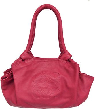 Loewe Anagram Logo Nappa Aire Hand Leather Pink Leather Handbag (Pre-Owned)