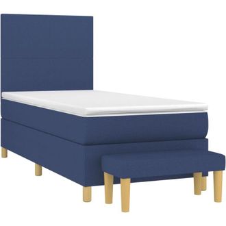 vidaXL Vidaxl - Cama Box Spring Con Colch&oacute;n Tela Azul 90x190 Cm