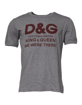 Dolce & Gabbana Gray Logo Print Cotton Crew Neck Men T-Shirt