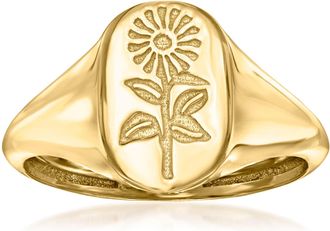 Ross-Simons Italian 14kt Yellow Gold Sunflower Signet Ring