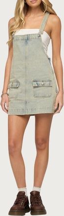 Edikted Denim Overall Minidress in Blue-Vintage-Washed at Nordstrom, Size X-Large