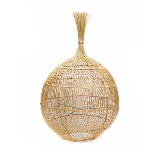 Bazar Bizar L&aacute;mpara de pie de rat&aacute;n en marr&oacute;n 50x50x80 cm