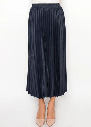 YAL New York Navy Flow Pleated Skirt