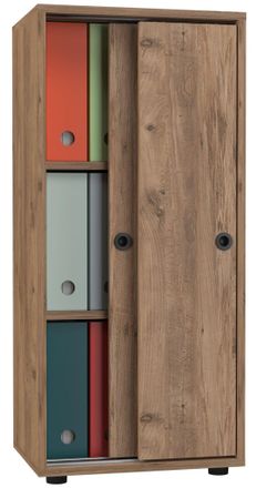 ebuy24 Armario De Oficina Vcm Con 3 Compartimentos Armario De Archivo Moderno Con Puertas Correderas Dimensiones Aprox. Al. 109 X An. 49 X T. 38 Cm - Ulas 3 