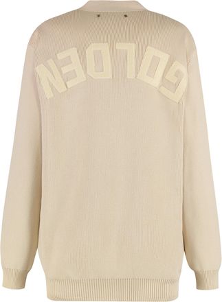Golden Goose Womens Beige Cotton V-Neck Cardigan Cardigans Sweater
