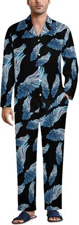 Generic Angel Wings Print Mens Pyjamas Set Long Sleeve Pjs Sleepwear Lounge Sets Pajama And Pants M