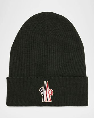 Moncler Men & apos;s Felt Logo Wool Knit Beanie Hat