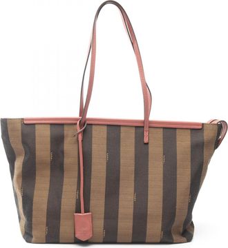 Fendi Brown Canvas Leather Handbag Tote Bag (Pre-Owned)