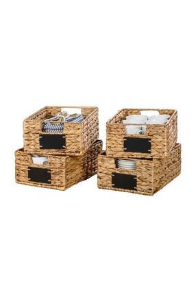 Happimess Lane Classic Farmhouse Handwoven Hyacinth Pantry Baskets with Chalkboard Labels and Handles, in Natural at Nordstrom