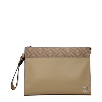 Fendi Pochette Herrens Leder Beige/Sand