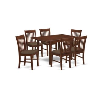 East West Furniture PSNO7-MAH-C 7 Pc Kitchen dinette set- Table with 6 Kitchen Dining Chairs