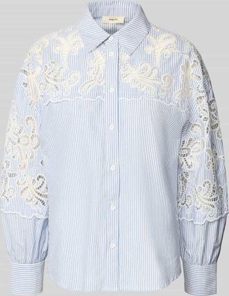 Suncoo Regular Fit Bluse mit Spitze Modell LETICIA in Blau, Gr&ouml;&szlig;e XL