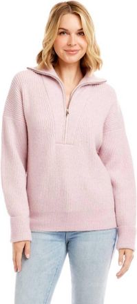 Karen Kane Hollis Half Zip Sweater In Soft Pink