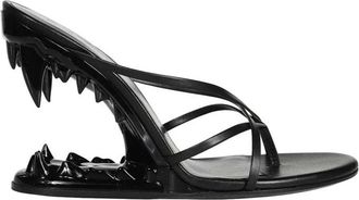 GCDS Heeled Mules, female, Black, 3 UK, Almond Toe Leather Sandals