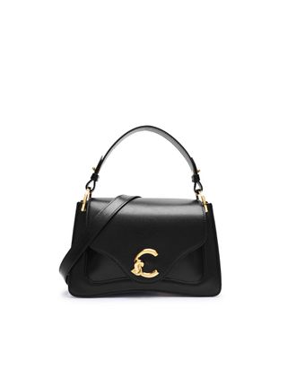 Coccinelle Structured Small Handbag with Geometric Lines and Accordion Design