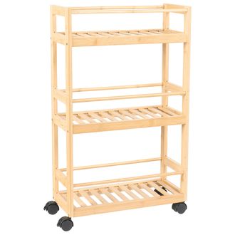 Beliani Carrito De Ba&ntilde;o De Bamb&uacute; Dise&ntilde;o De 3 Niveles Marr&oacute;n Claro Quintay
