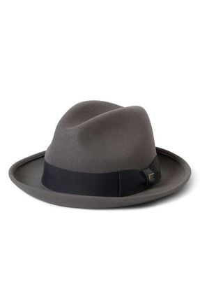 Brixton Horton Packable Wool Felt Fedora in Grey/Charcoal at Nordstrom, Size Medium