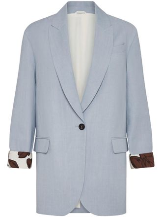 Brunello Cucinelli Blazer met enkele rij knopen - Blauw